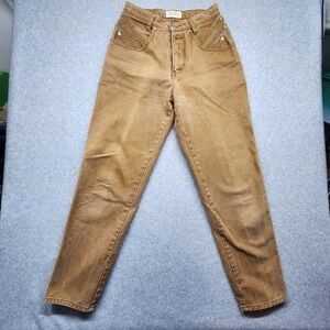 Vintage 80s Jeanjer Jeans Brown Button Fly High Rise Tapered Size (26x 28 In)
